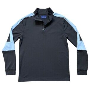 Grayson & Dunn 1/4 Zip Pullover Mens Small Stretch Golf Athletic Navy/Light Blue